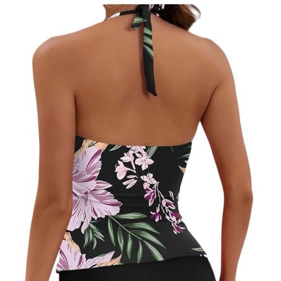 B2PRITY women’s floral halter style modest tankini top size large NWT - Picture 4 of 10